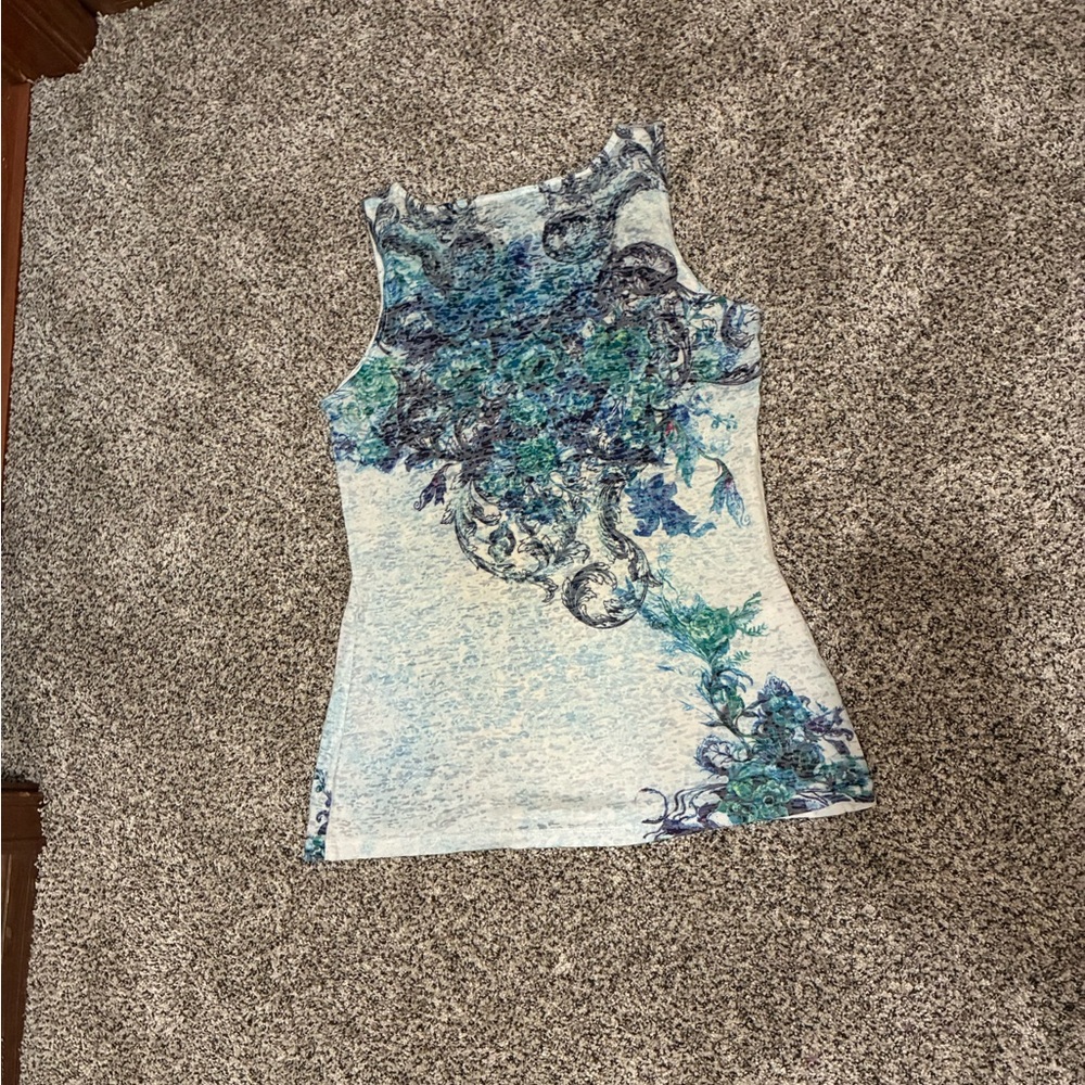 Express Printed Scoop Neck Sheer Tank Top, size M - Picture 8 of 11